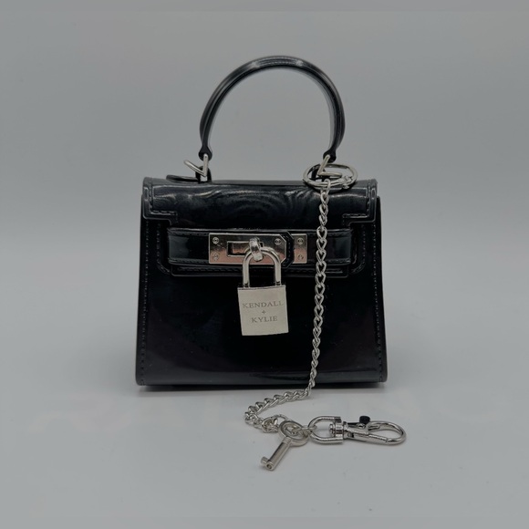 Kendall & Kylie Handbags - NWT Kendall & Kylie Black Mini PVC Tote Crossbody Bag with Silver Lock & Key